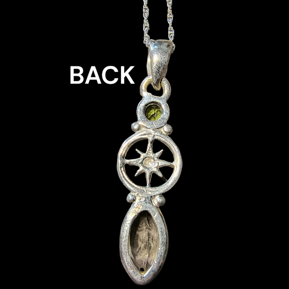 Peridot, Prasiolite & Sterling Silver Dharma Wheel Pendant Necklace - Picture 9 of 11